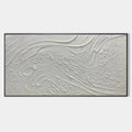WHITE SANDS: Textured Abstract Painting in Off-White, Panoramic Canvas, Minimalist Wall Art