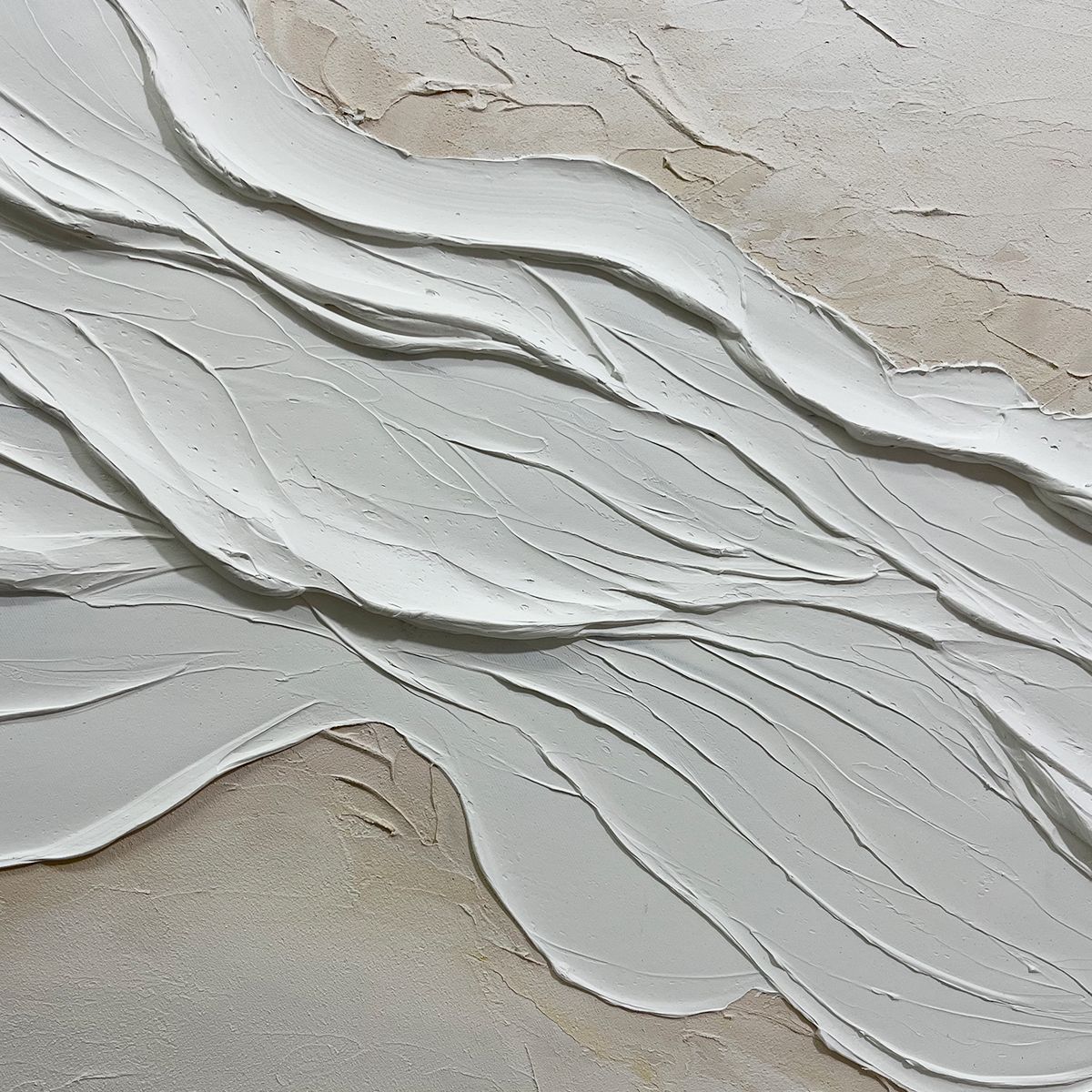 WHITE SANDS: Textured Abstract Oil Painting in White