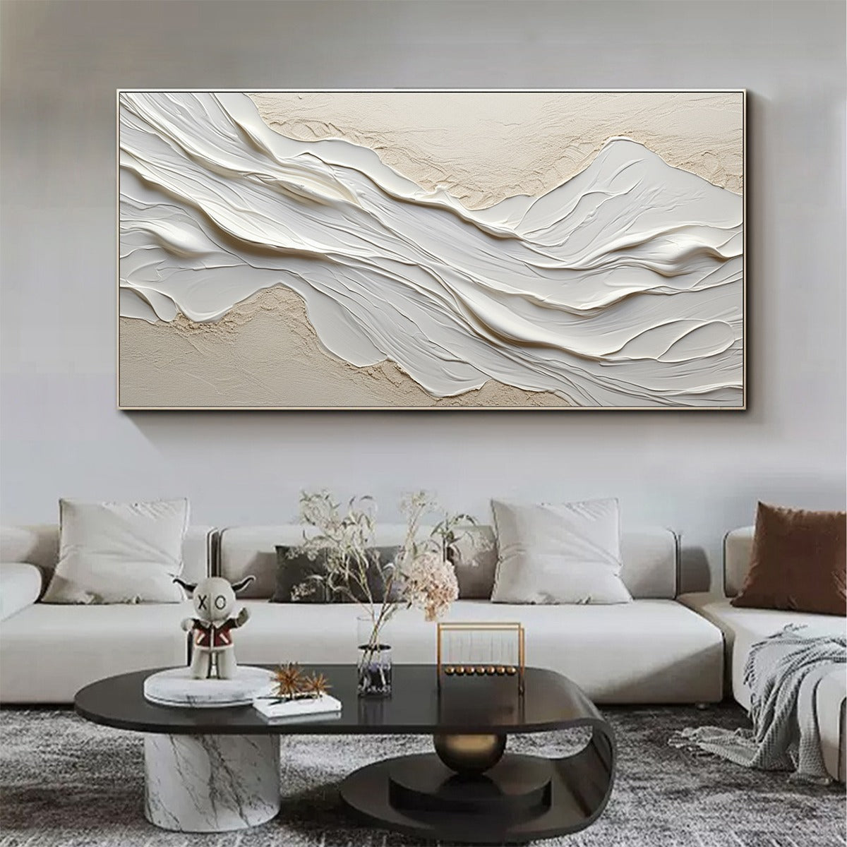 WHITE SANDS: Textured Abstract Oil Painting in White
