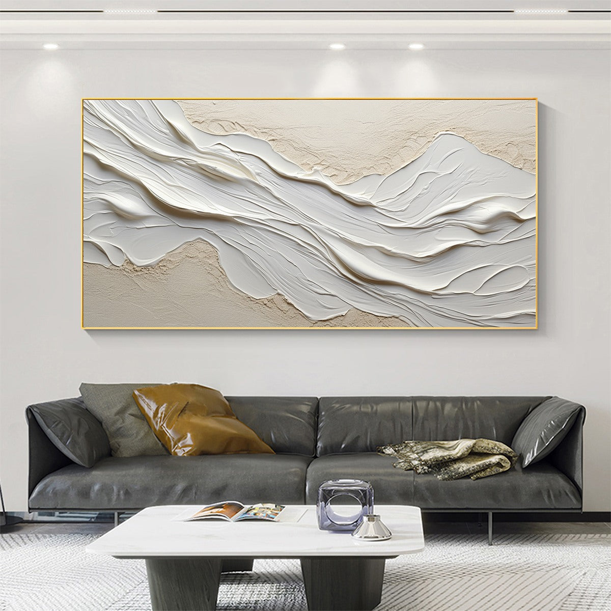 WHITE SANDS: Textured Abstract Oil Painting in White