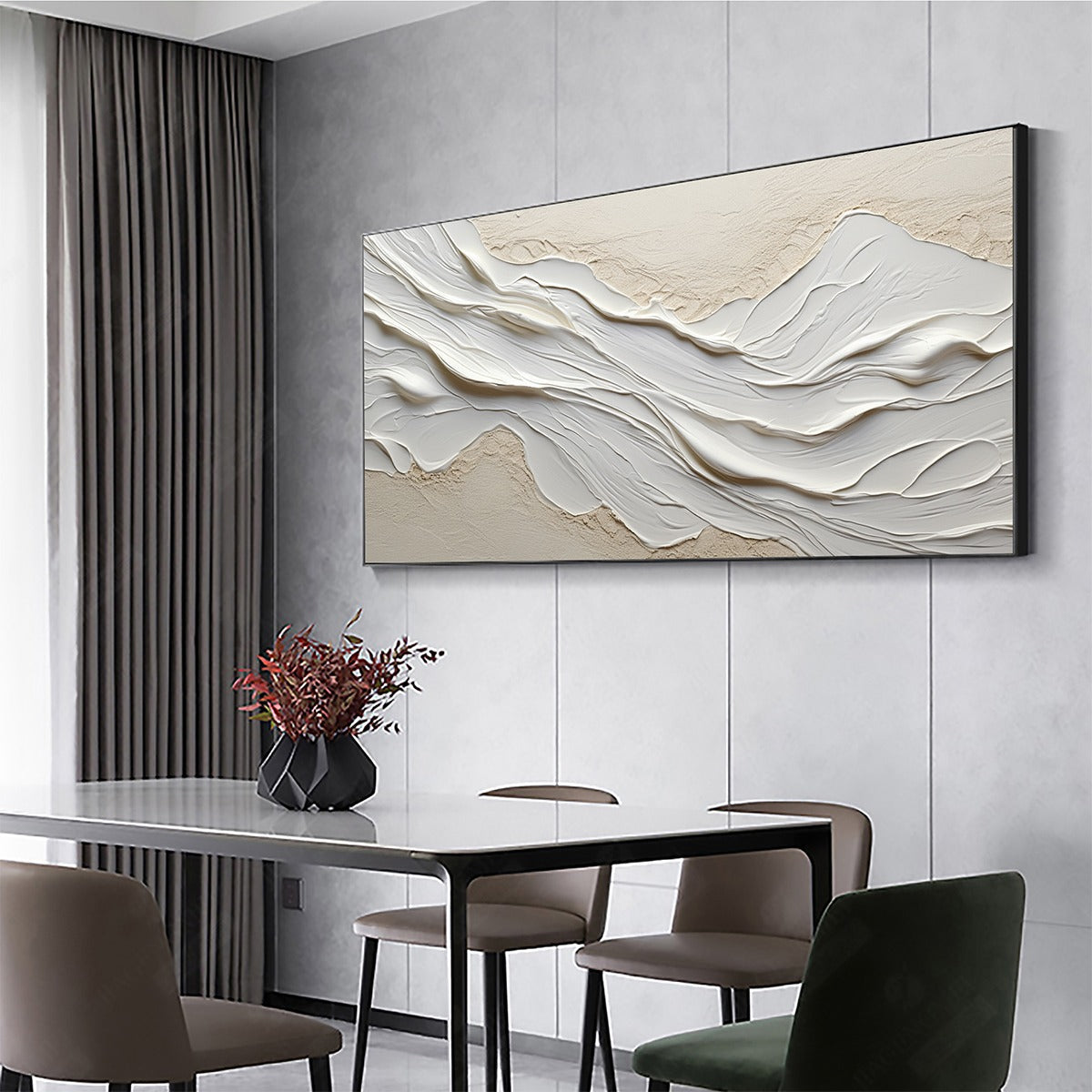 WHITE SANDS: Textured Abstract Oil Painting in White