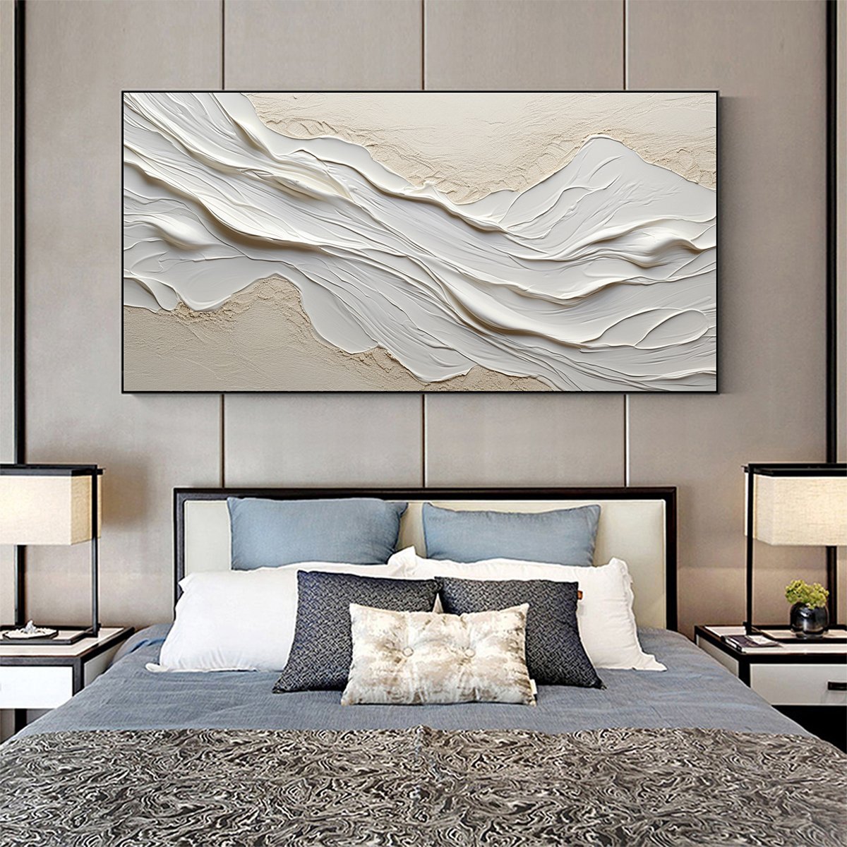 WHITE SANDS: Textured Abstract Oil Painting in White