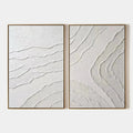 WHITE TEXTURED LINES DIPTYCH: Textured Abstract Painting Set of 2, Vertical Wall Art