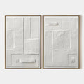 WHITE TEXTURED VERTICAL DIPTYCH: Minimalist Textured Painting Set of 2, Vertical Wall Art