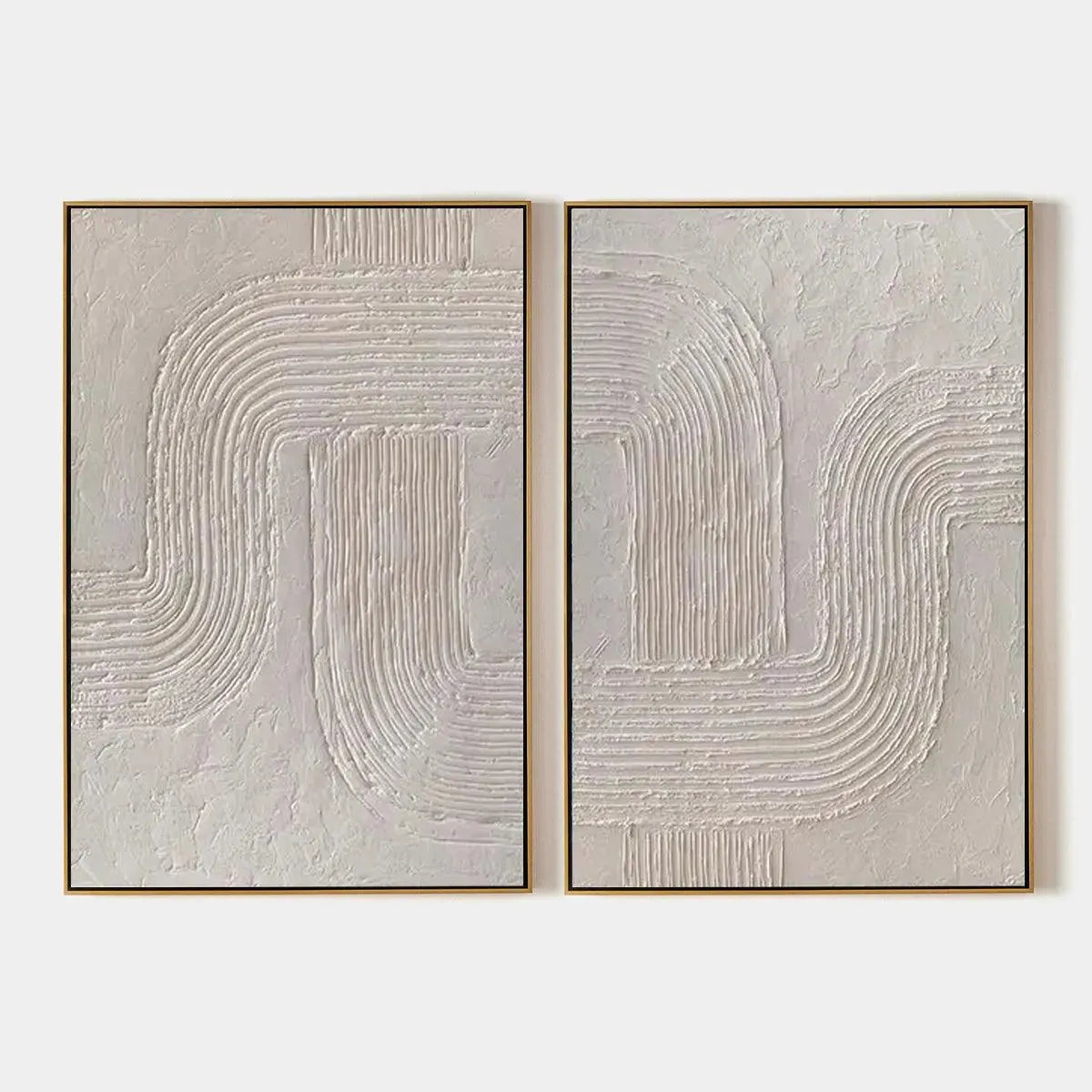 WHITE TEXTURE DUO: Set of 2 Textured Abstract Paintings