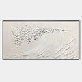 WHITE WAVE: Textured Minimalist Ocean Wave Painting in White