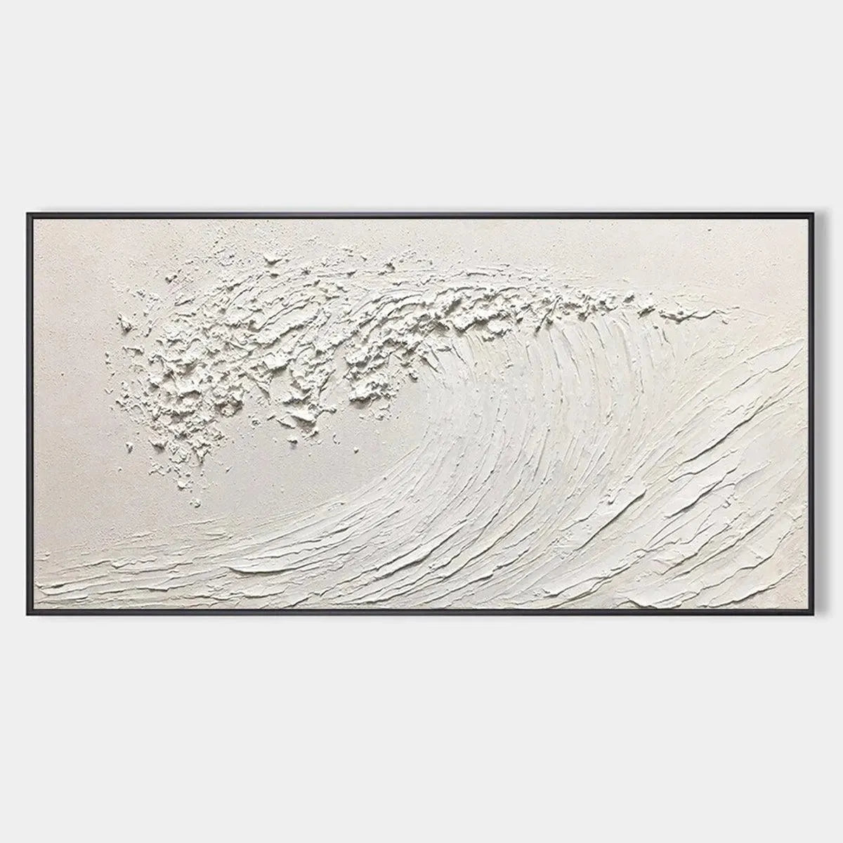 WHITE WAVE: Textured Minimalist Ocean Wave Painting in White
