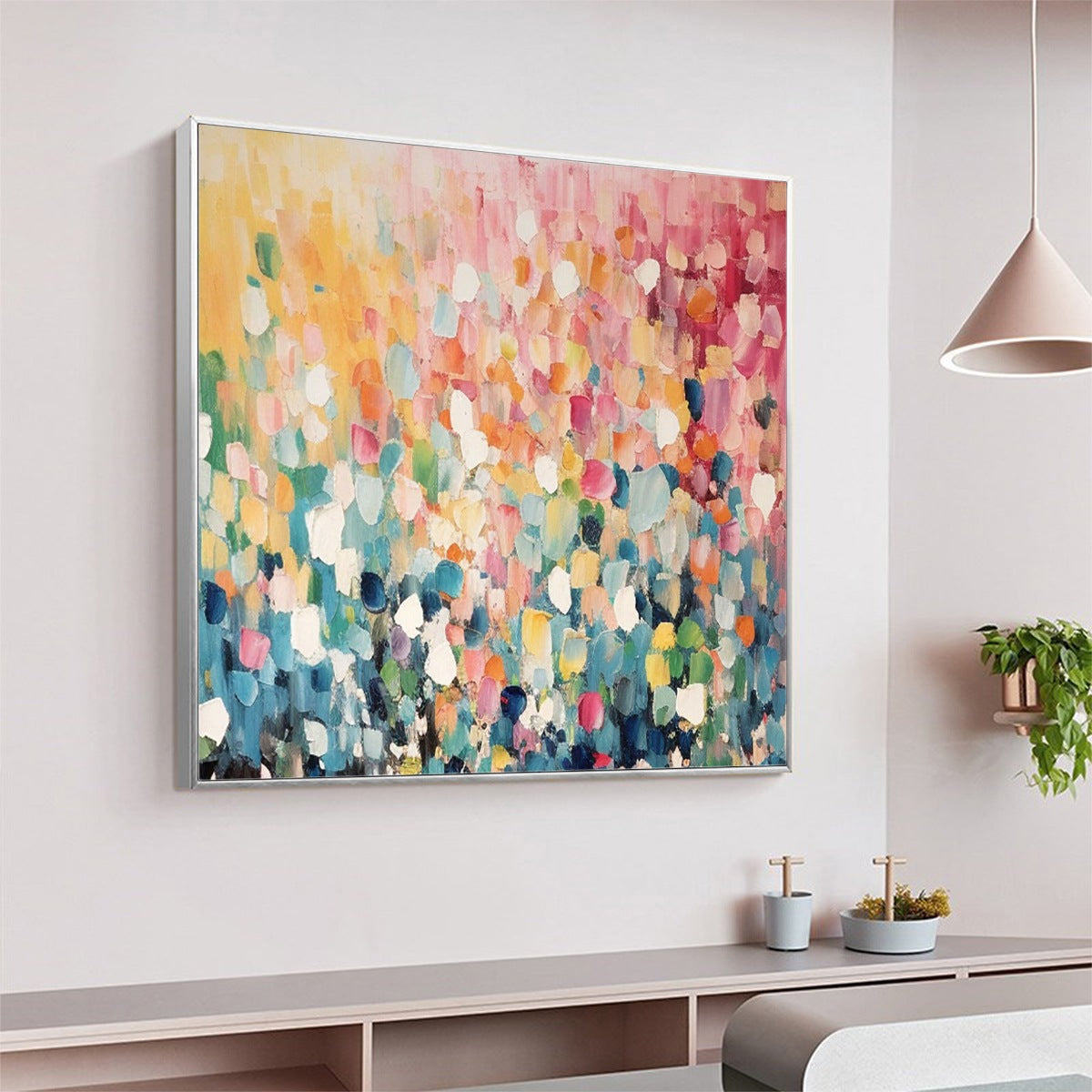 WILD BLOOM: Textured Abstract Colorful Floral Landscape Oil Painting