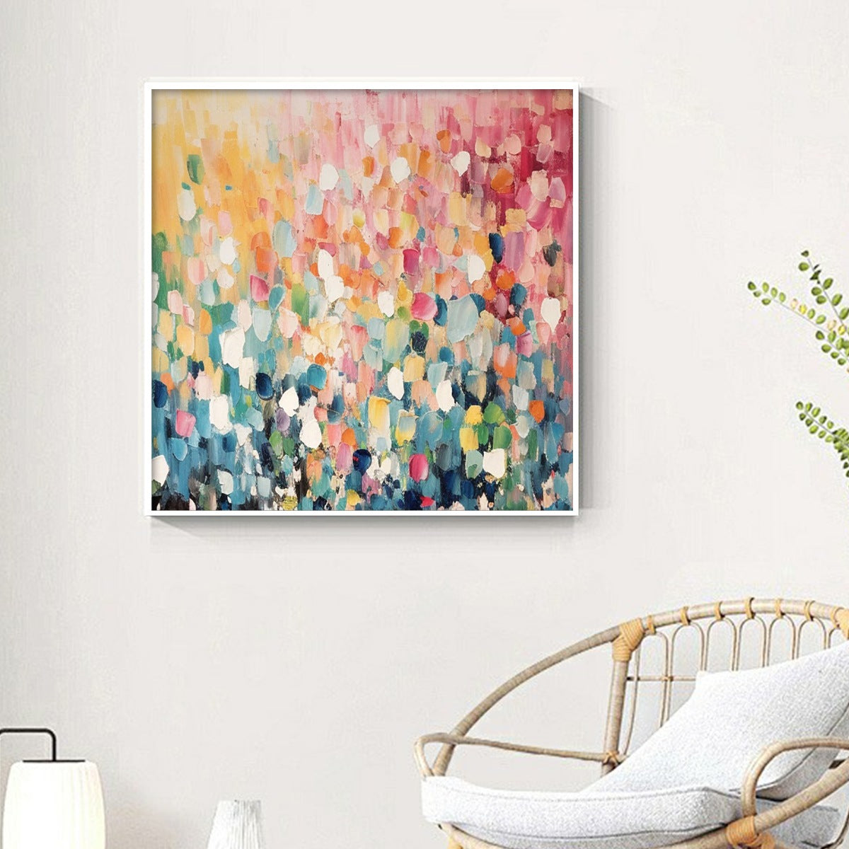 WILD BLOOM: Textured Abstract Colorful Floral Landscape Oil Painting