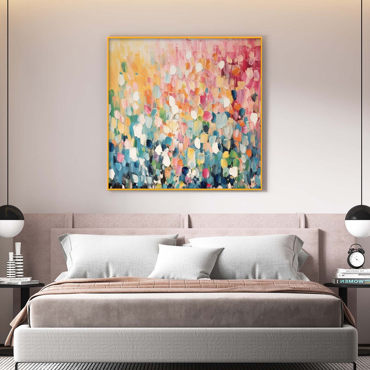WILD BLOOM: Textured Abstract Colorful Floral Landscape Oil Painting