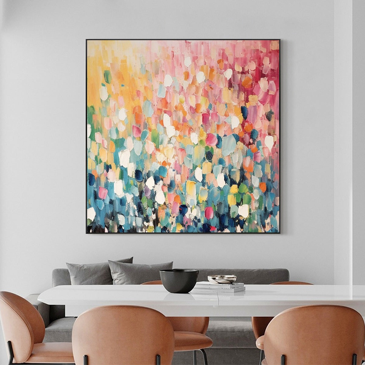 WILD BLOOM: Textured Abstract Colorful Floral Landscape Oil Painting
