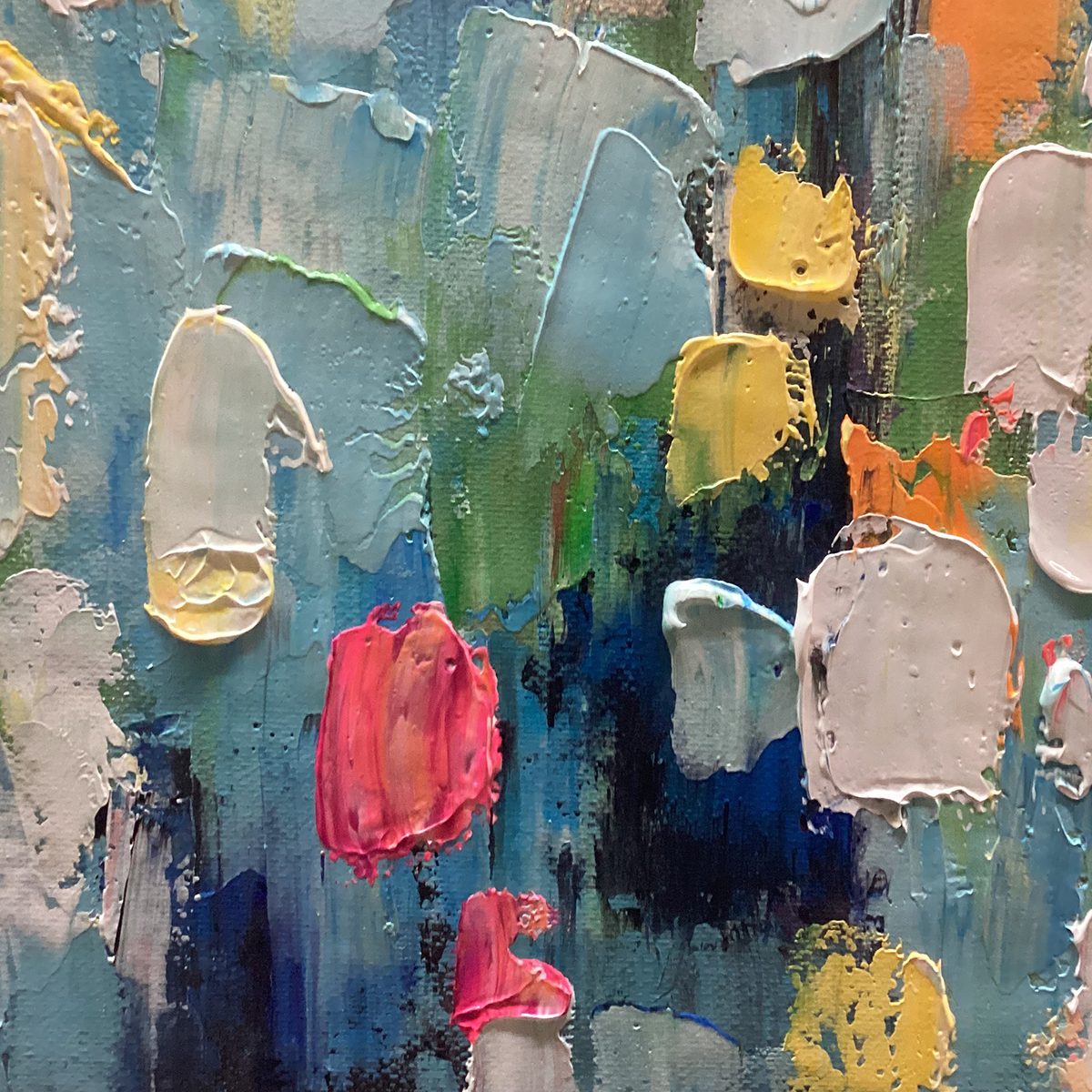 WILD BLOOM: Textured Abstract Colorful Floral Landscape Oil Painting