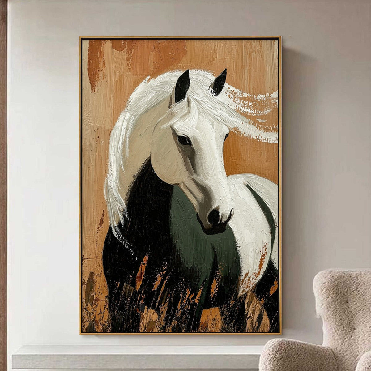 WINDWHISPER: Textured Horse Portrait Oil Painting