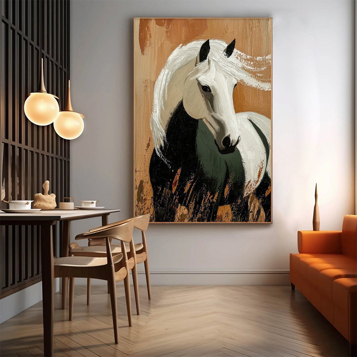 WINDWHISPER: Textured Horse Portrait Oil Painting