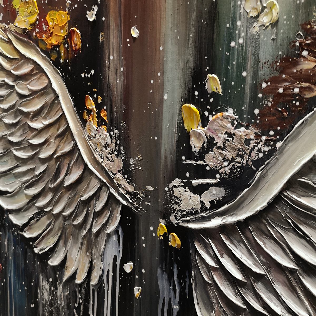 WINGS OF HOPE: Textured Abstract Angel Wings Oil Painting