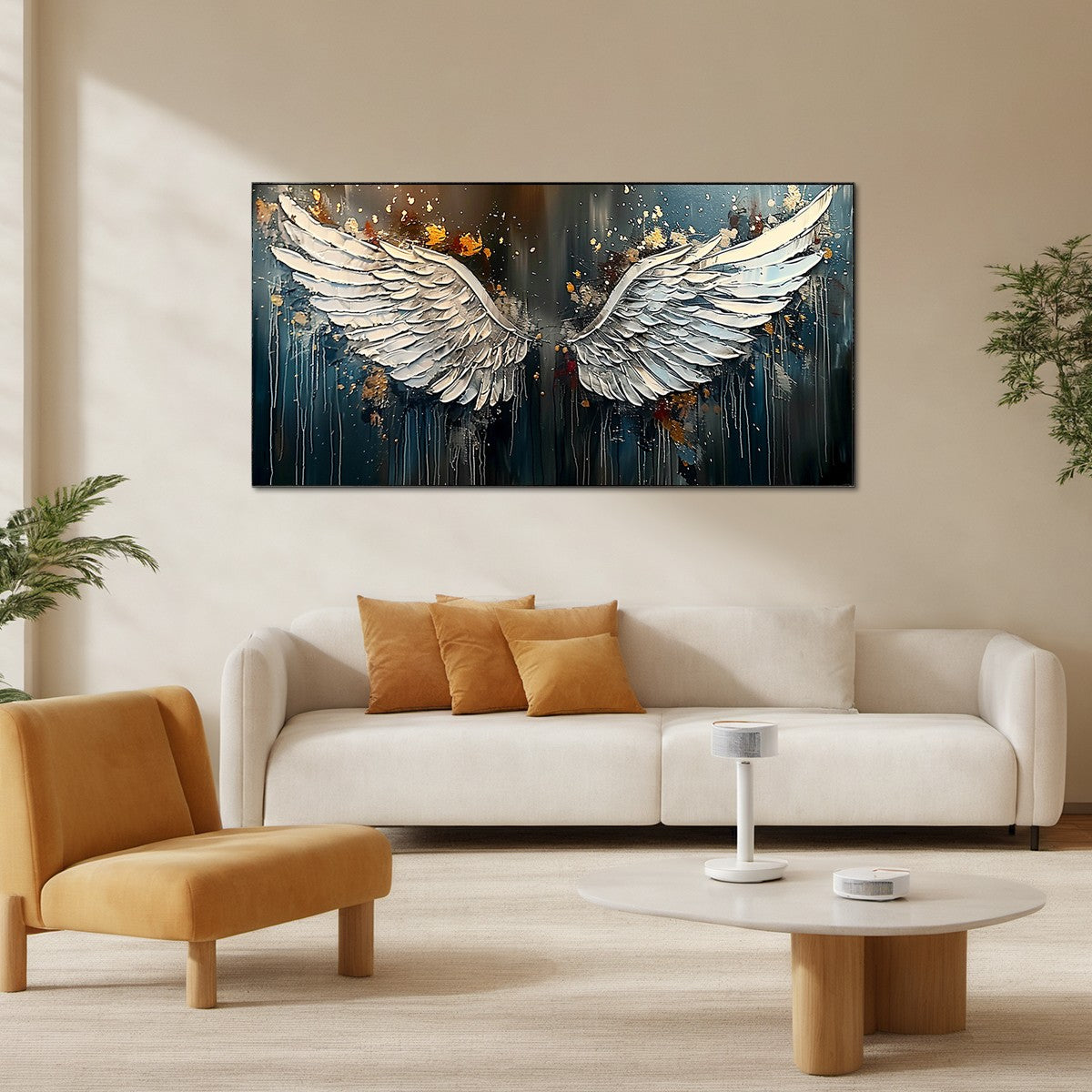 WINGS OF HOPE: Textured Abstract Angel Wings Oil Painting