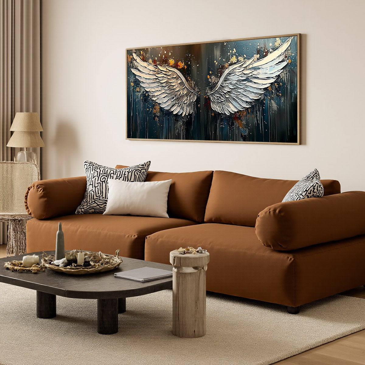 WINGS OF HOPE: Textured Abstract Angel Wings Oil Painting