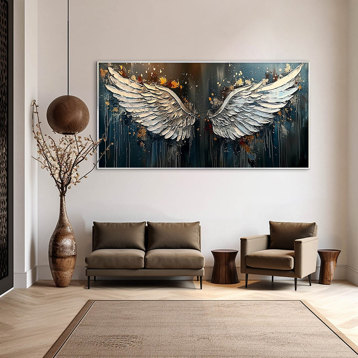 WINGS OF HOPE: Textured Abstract Angel Wings Oil Painting