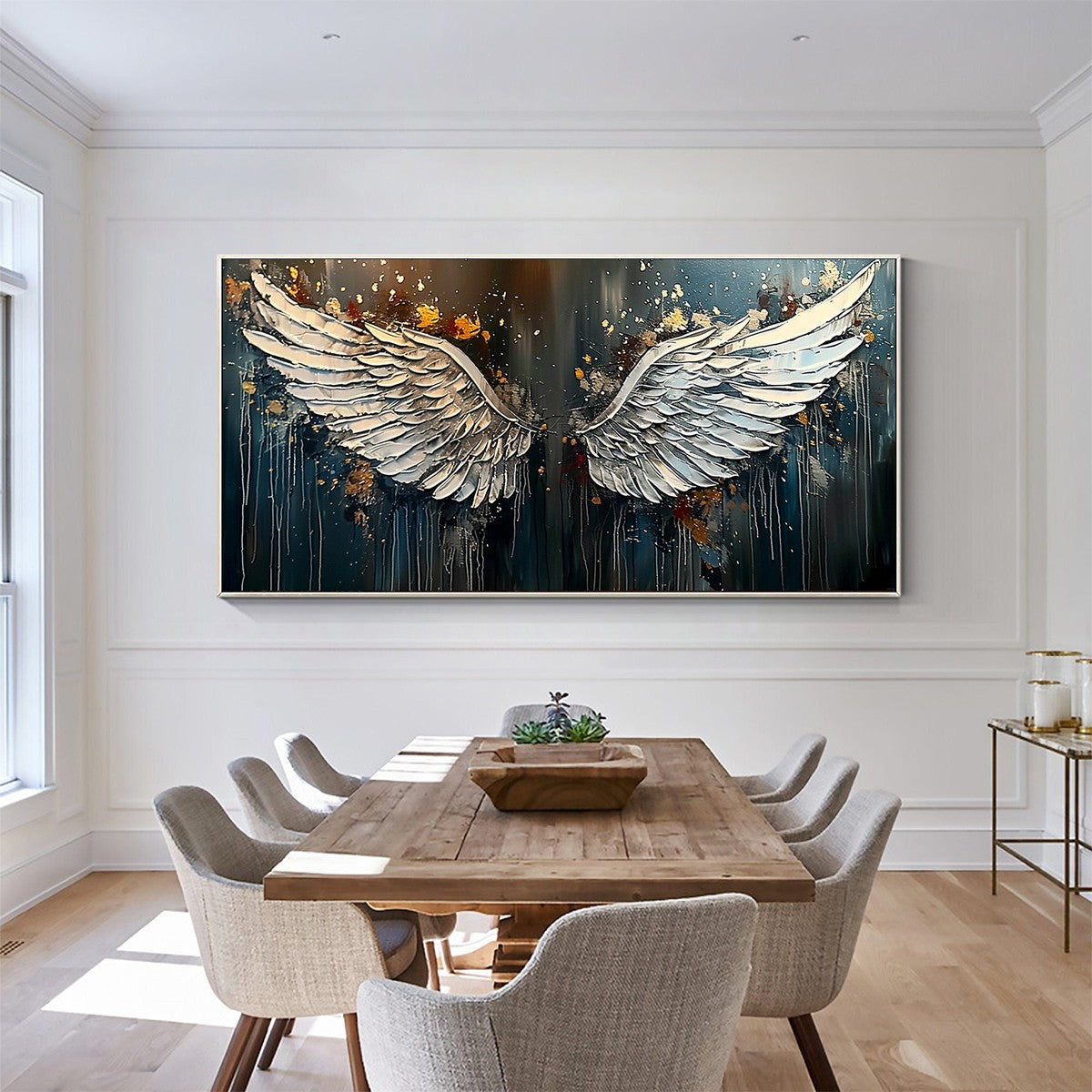 WINGS OF HOPE: Textured Abstract Angel Wings Oil Painting