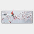WINTER CARDINAL PANORAMIC: Bird Painting, Panoramic Wall Art, Winter Decor