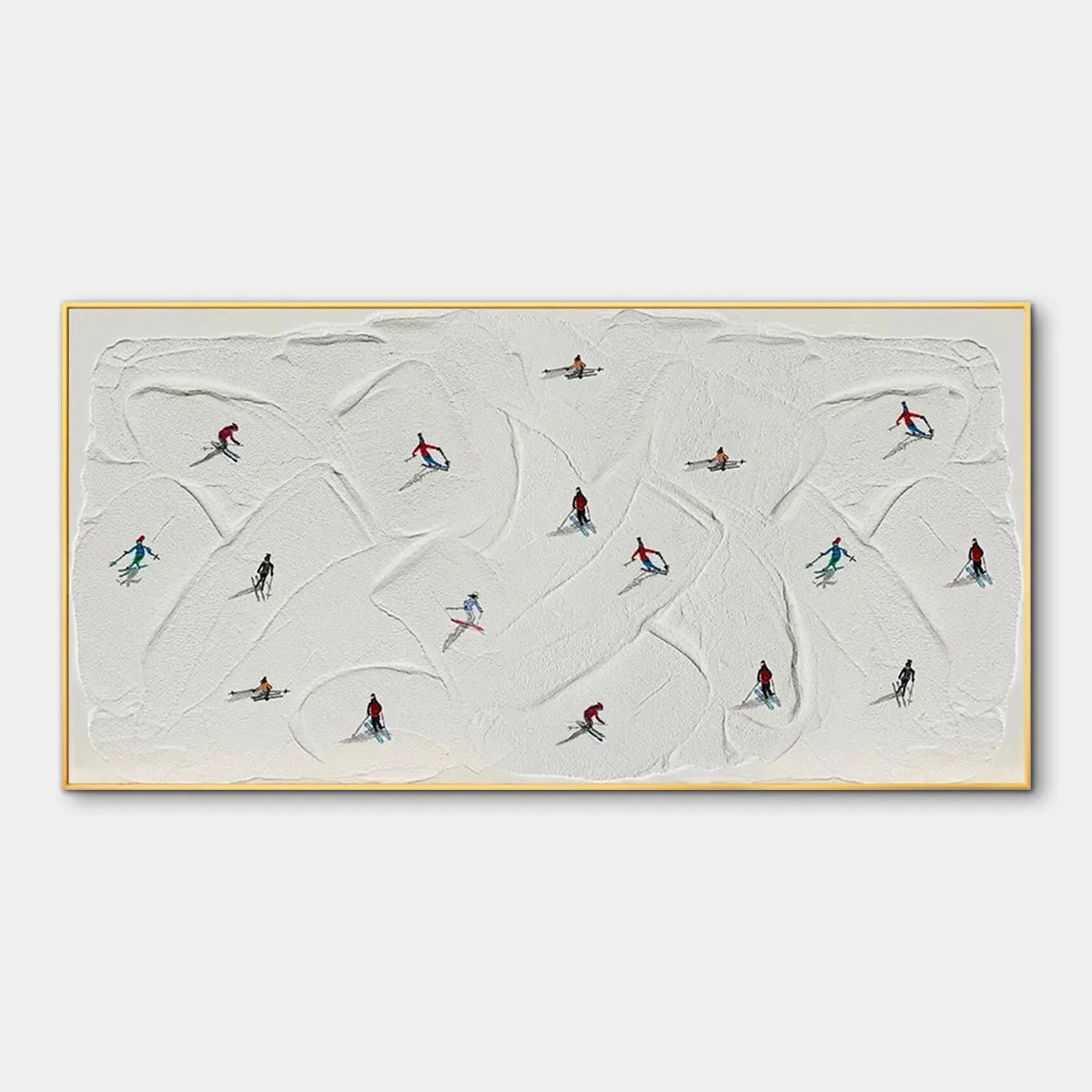 WINTER RHAPSODY: Minimalist Skiing Painting on Textured Canvas