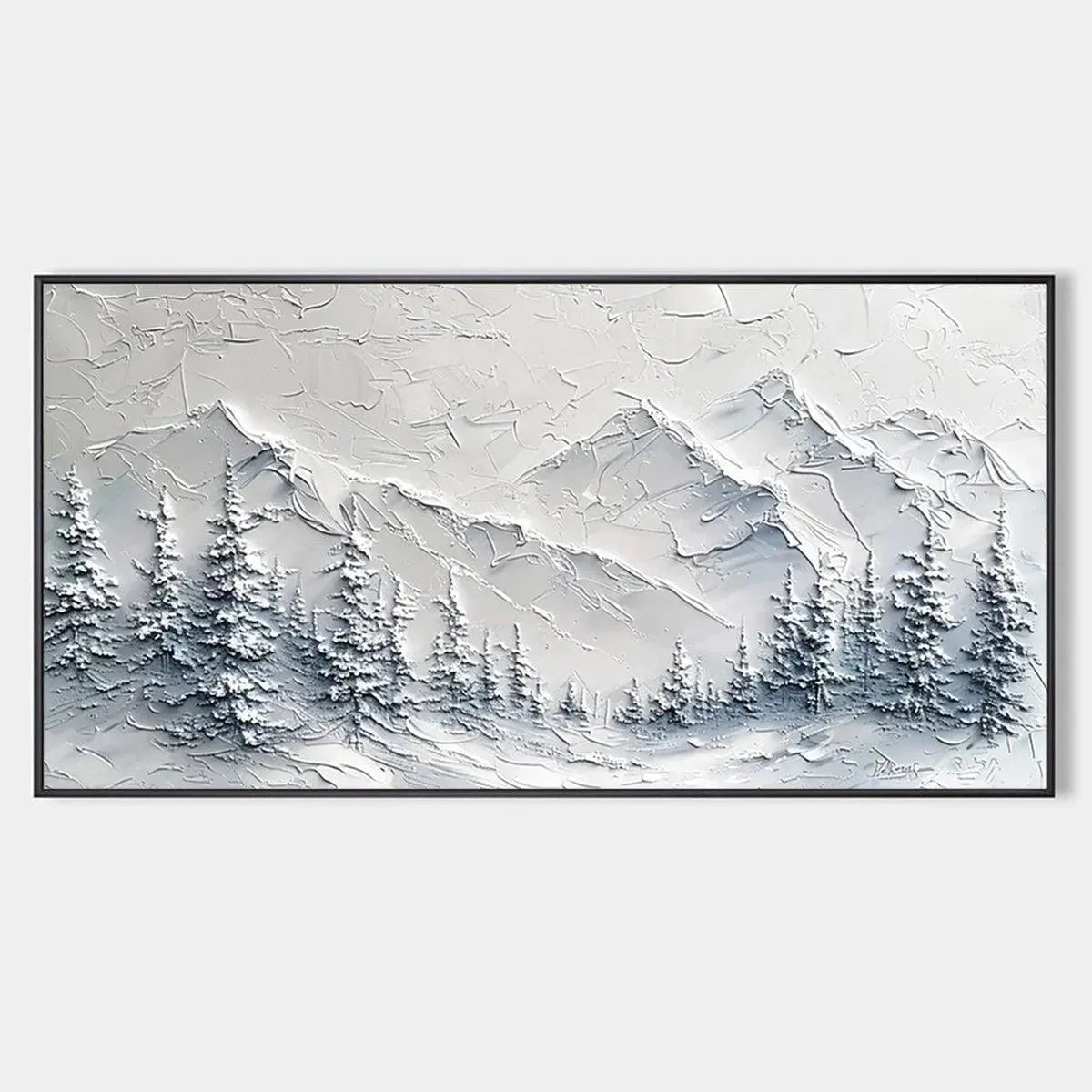 WINTER'S EMBRACE: Textured Winter Mountain Landscape Painting