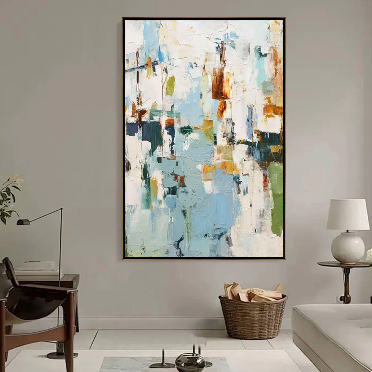 WINTER'S WHISPER: Textured Abstract Oil Painting