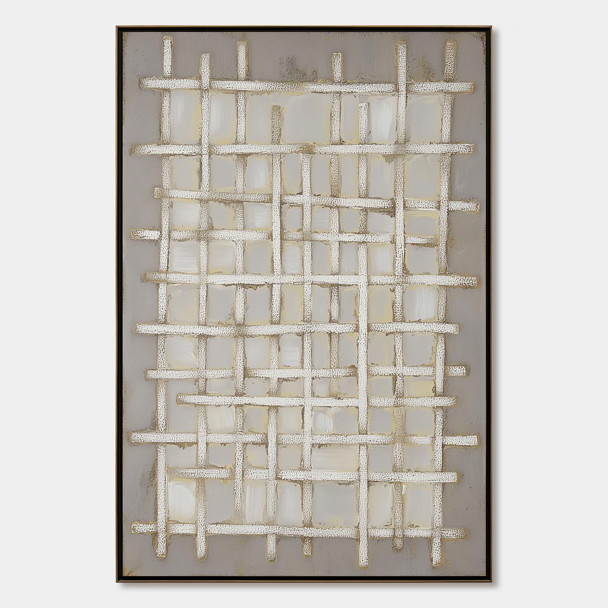 WOVEN TRANQUILITY Minimalist Textured Beige Abstract Oil Painting