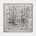 WOVEN LINES: Textured Minimalist Abstract Painting in Black and White