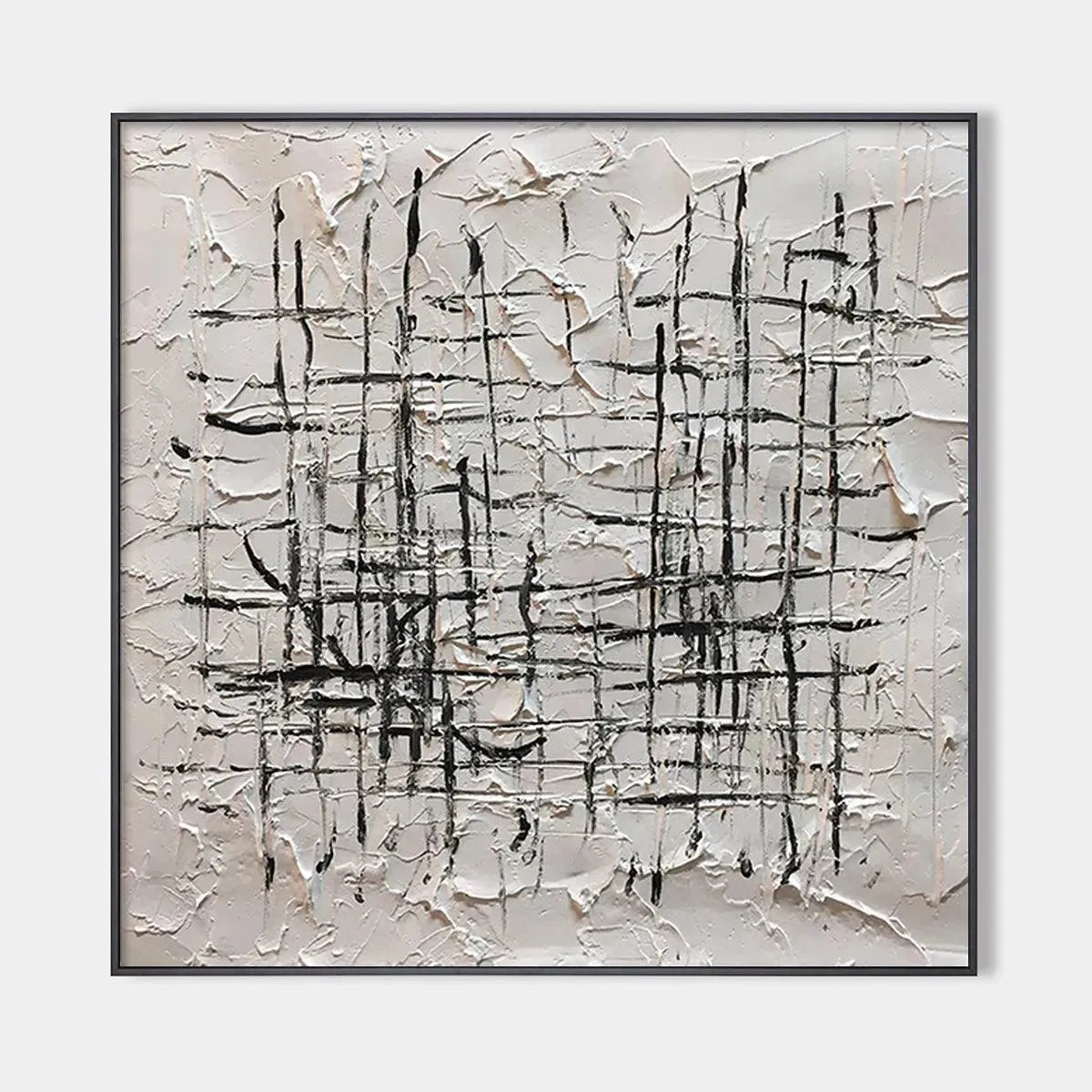 WOVEN LINES: Textured Minimalist Abstract Painting in Black and White