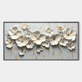 WHITE BLOSSOM SERENADE: Textured 3D Floral Oil Painting