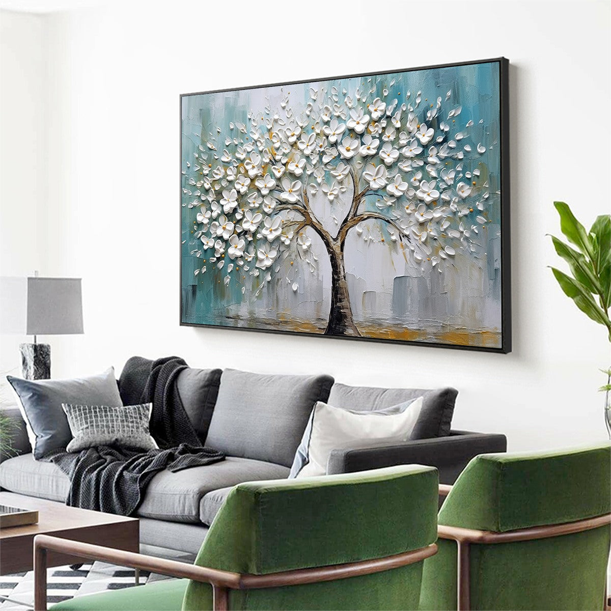 BLOSSOM DREAM: White Floral Impasto Oil Painting