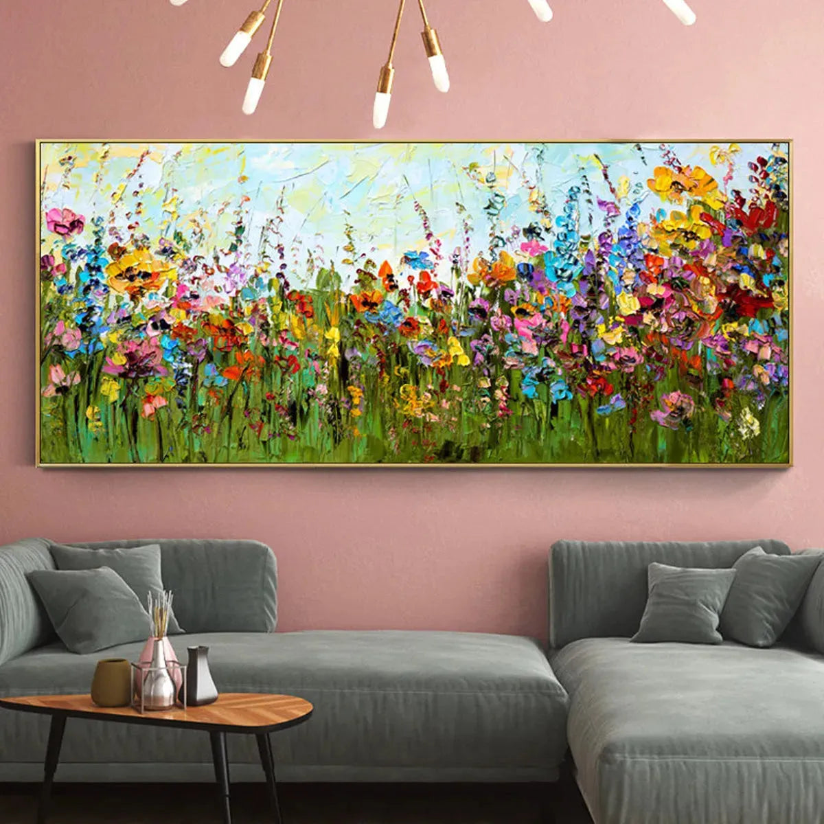 WILD BLOOM MEADOW: Panoramic Impasto Wildflower Oil Painting