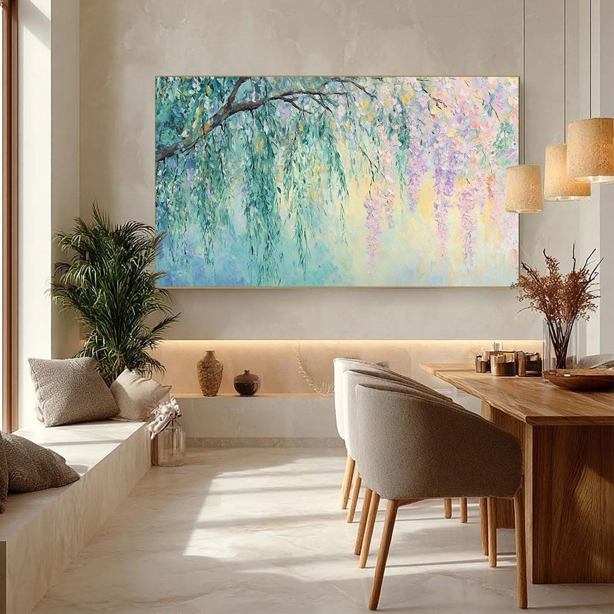 WISTERIA WHISPER: Impressionist Pastel Floral Painting