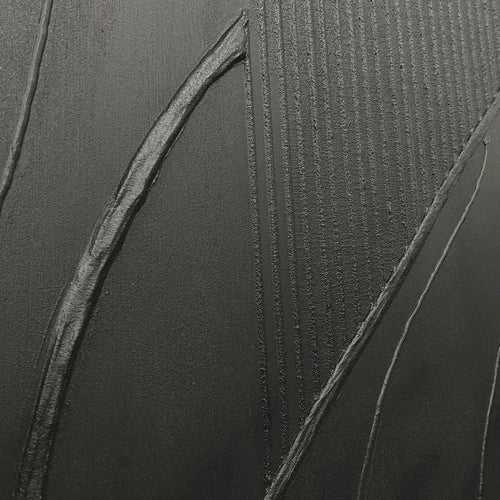 BLACK TEXTURED ABSTRACT: Minimalist Textured Painting