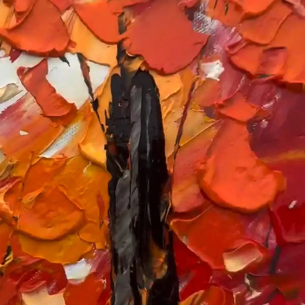 AUTUMN PATH: Textured Forest Path Painting, Orange and Blue Wall Art, Vertical Canvas, Impasto Decor