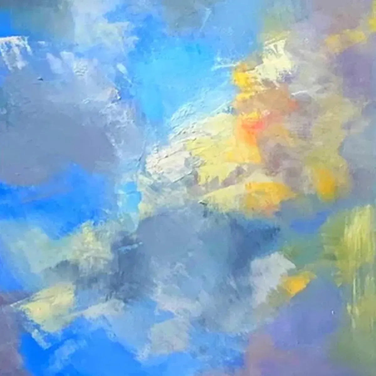 SKYSCAPE SERENADE: Abstract Painting, Blue and Yellow Wall Art, Textured Canvas, Vertical