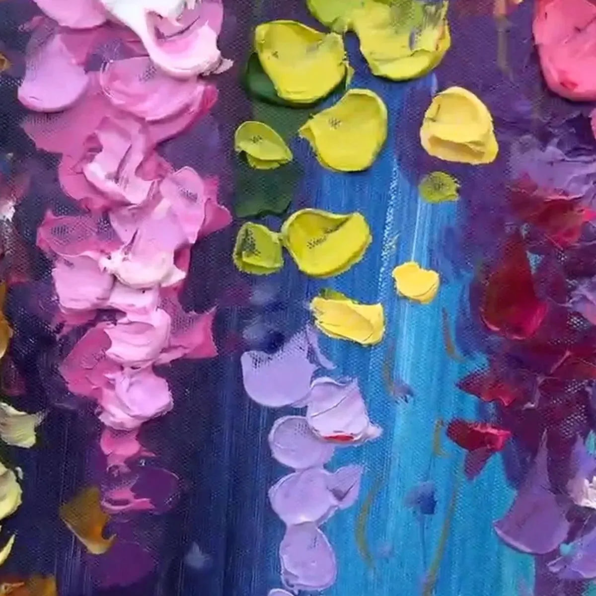 WISTERIA WATERFALL: Textured Floral Painting, Colorful Wisteria Wall Art, Panoramic Canvas, Impressionist Decor