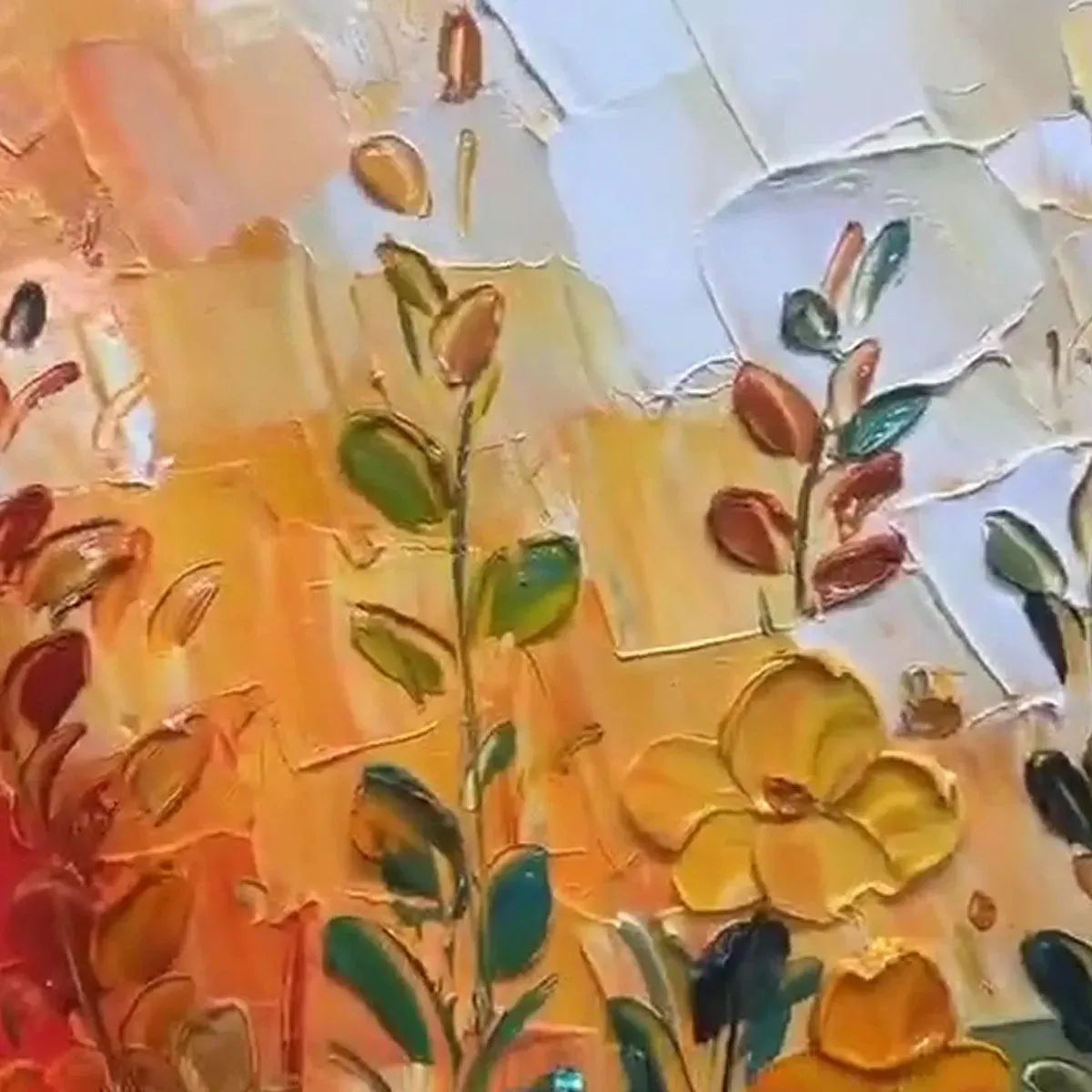 WILDFLOWER MEADOW: Textured Abstract Floral Painting, Colorful Wildflower Wall Art, Panoramic Canvas, Modern Decor
