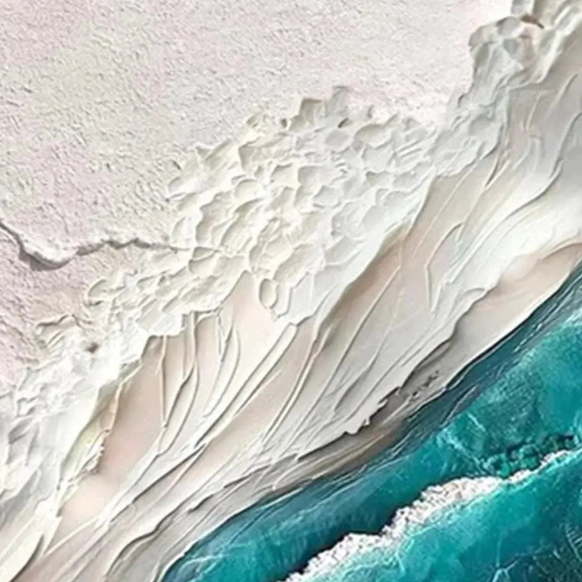 AZURE DREAM: Textured Abstract Seascape, Teal and White Wall Art, Vertical Canvas, Coastal Decor