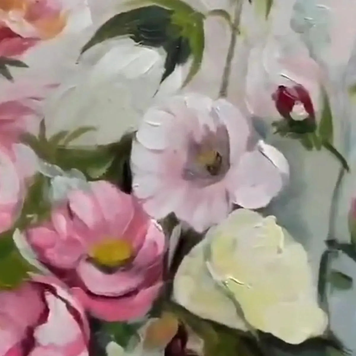 SUMMER BOUQUET: Textured Floral Painting, Impasto Wall Art, Panoramic Canvas, Colorful Decor