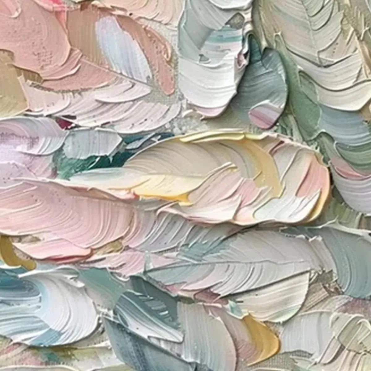 PASTEL FEATHERS: Textured Abstract Painting, Impasto Wall Art, Square Canvas, Dreamy Decor