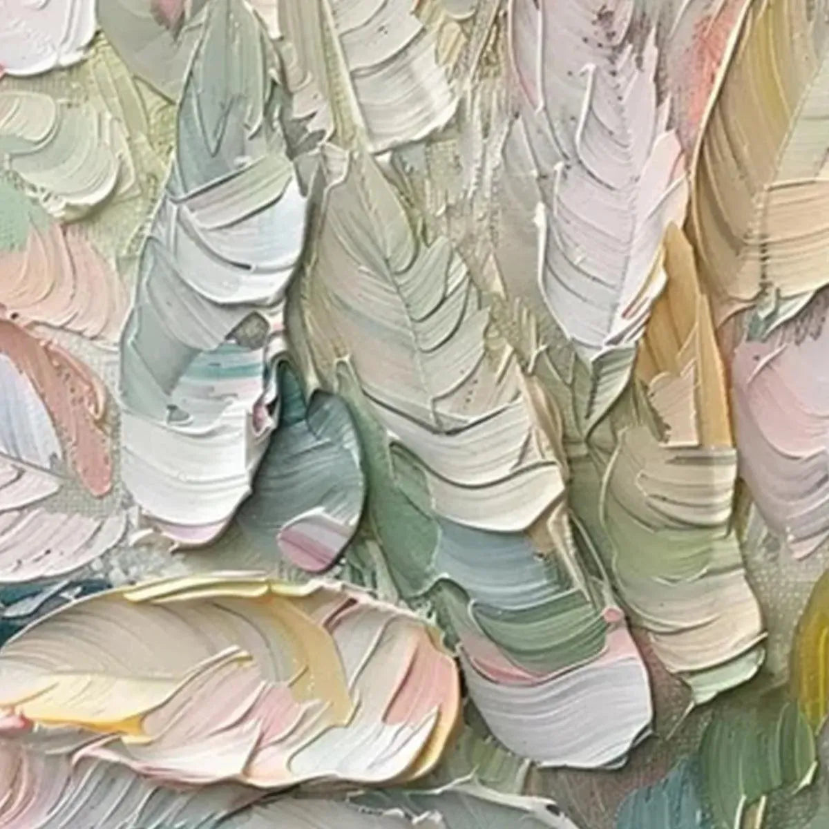PASTEL FEATHERS: Textured Abstract Painting, Impasto Wall Art, Square Canvas, Dreamy Decor