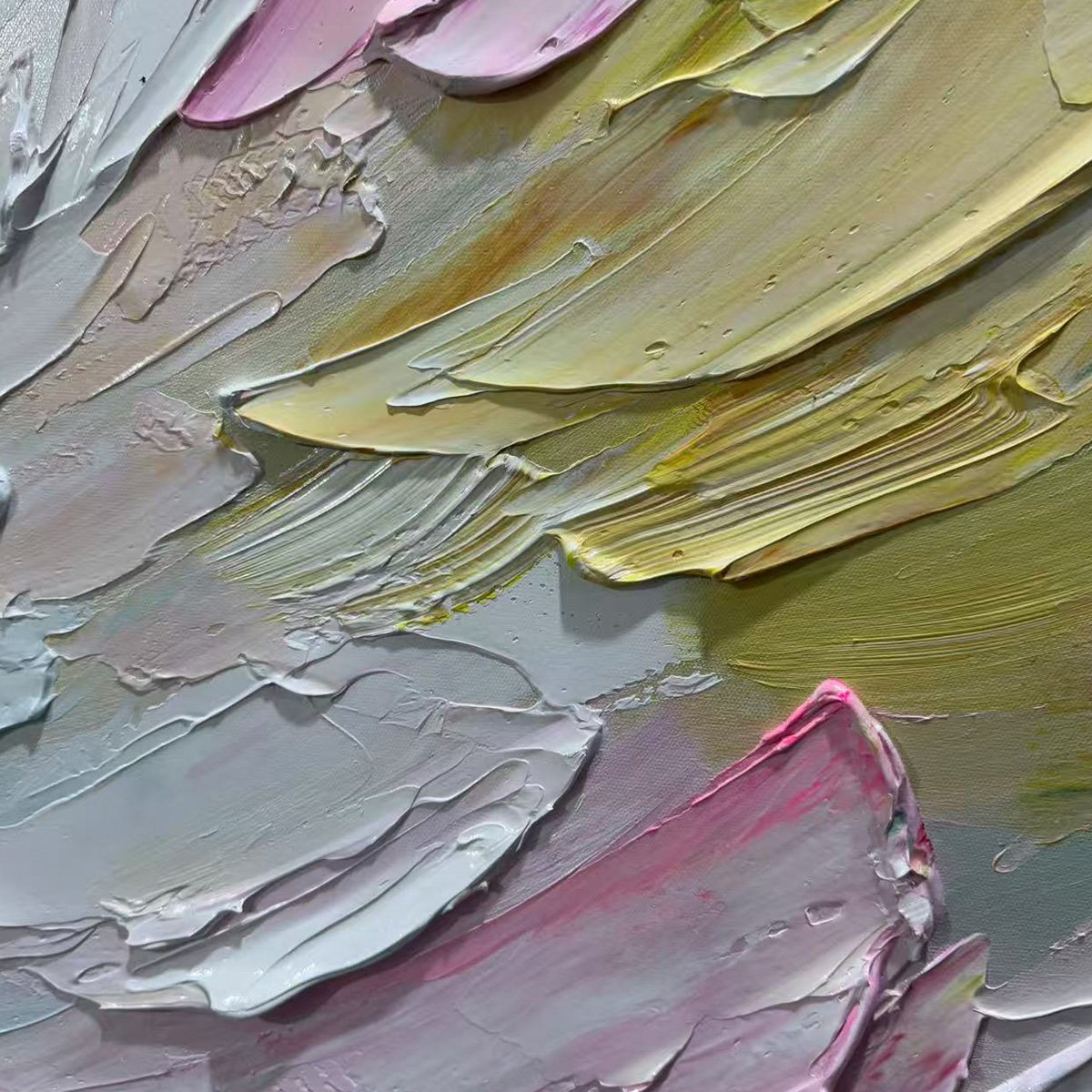 PASTEL DREAM: Textured Abstract Painting in Soft Hues, Horizontal Wall Art