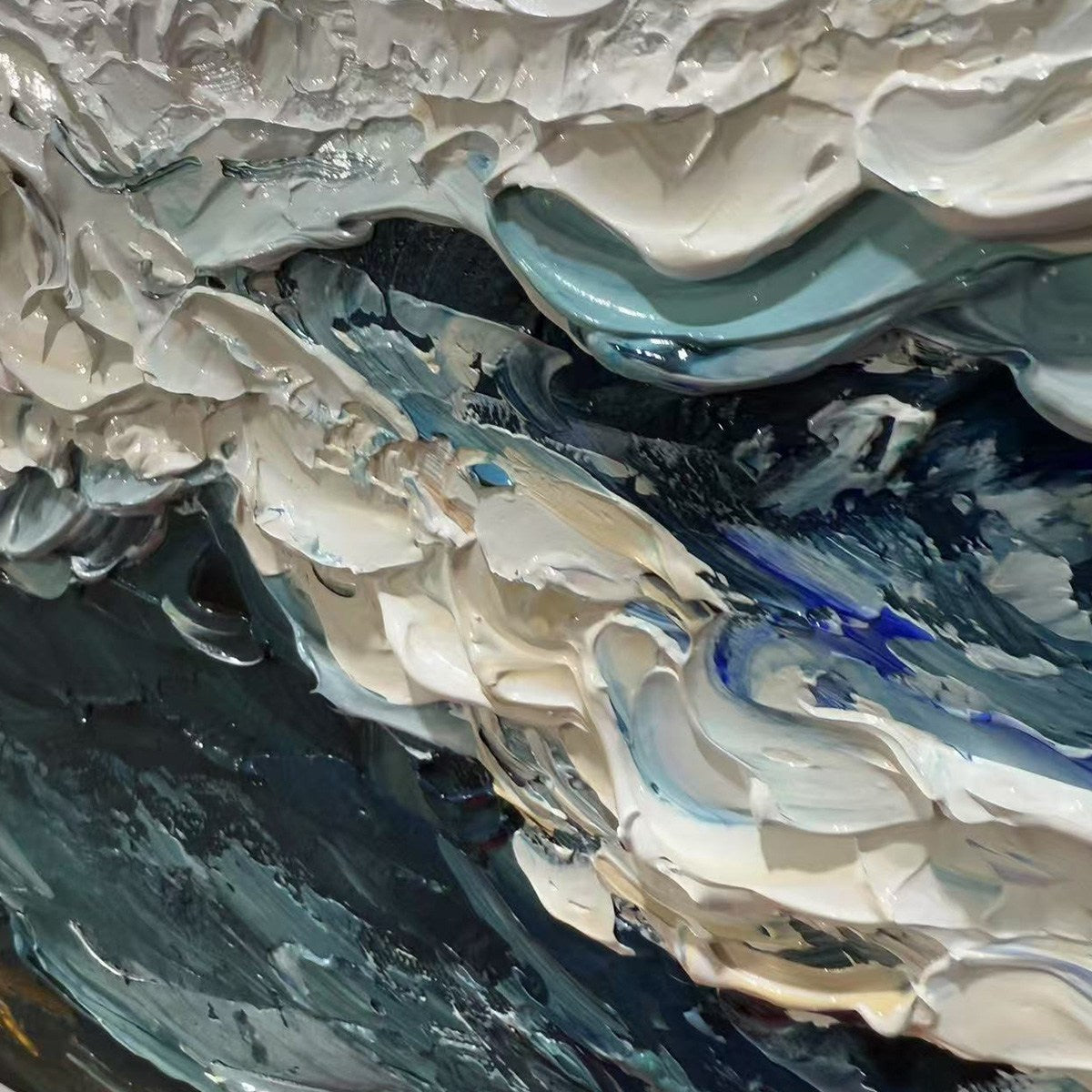 OCEAN DREAM: Textured Abstract Ocean Painting in Blue, White, and Gold