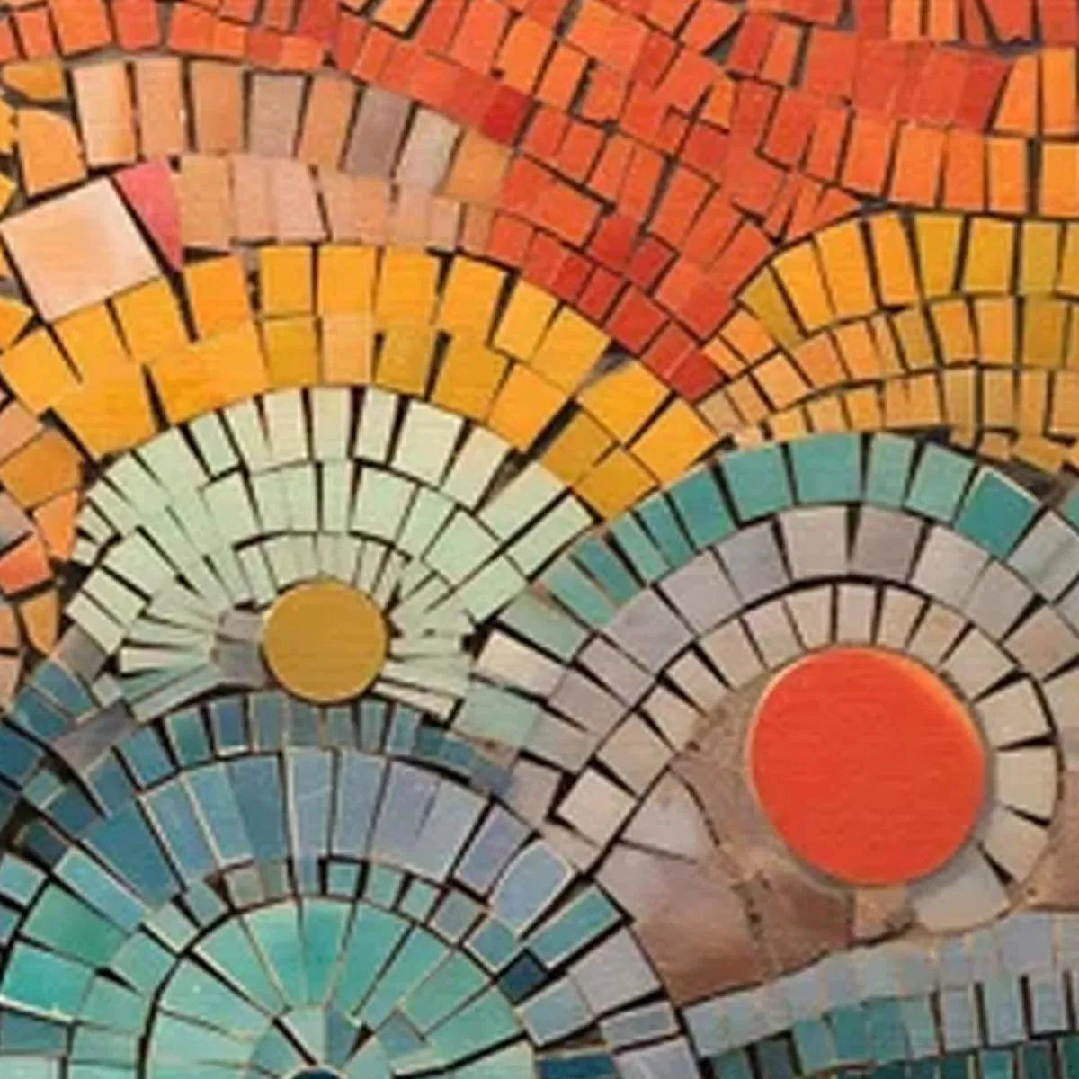 MOSAIC SUNSET PANORAMIC: Mosaic Painting, Panoramic Wall Art, Colorful Decor