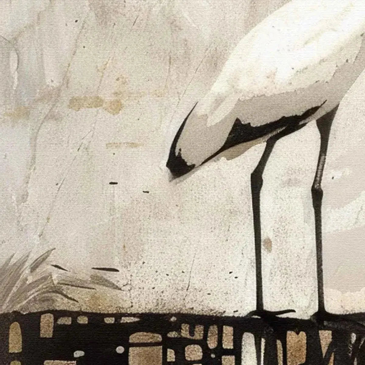 WHITE HERON PANORAMIC: Heron Painting, Panoramic Wall Art, Bird Art