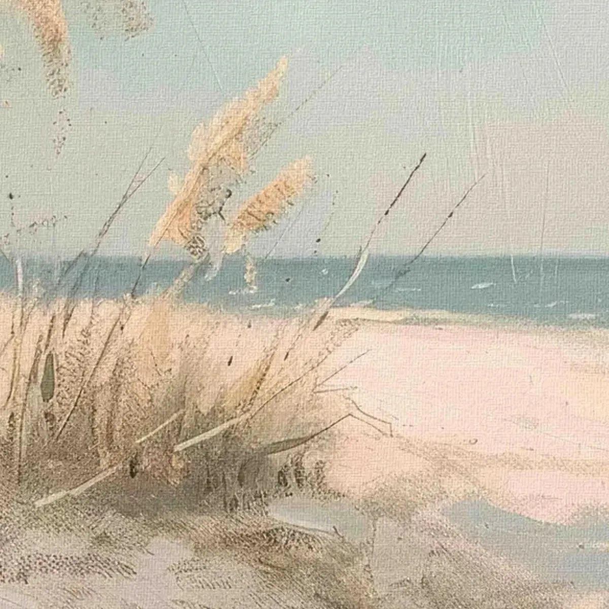 BEACH GRASS PANORAMIC: Beach Painting, Panoramic Wall Art