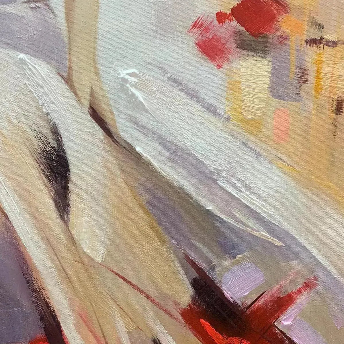 Elegant Lady in Red Dress Oil Painting - Abstract Art