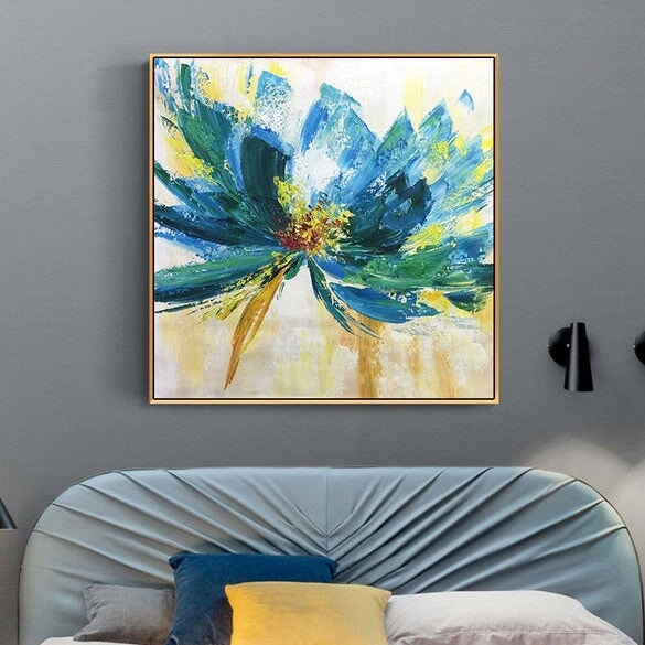 Blue Flower Abstract Wall Art